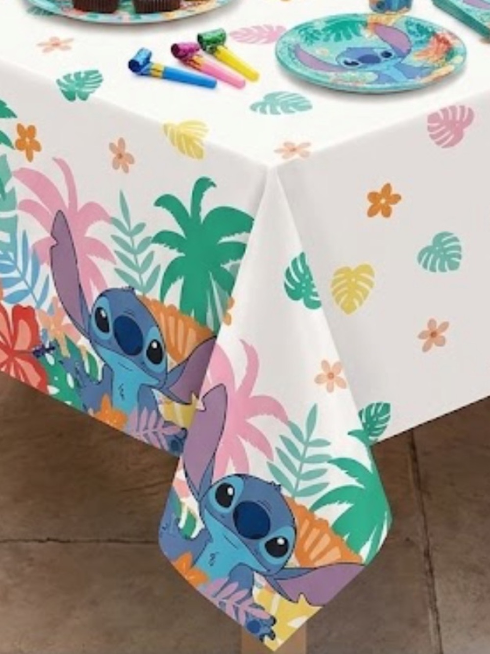 2 Disney Stitch Birthday Part Table Covers in Teal, Pink, Orange, White